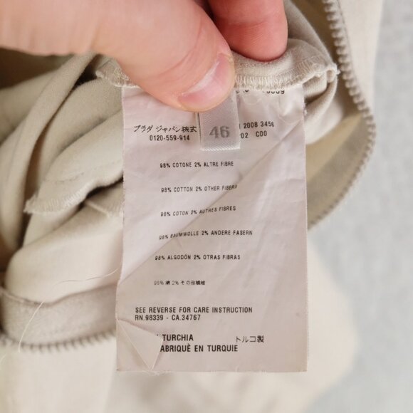 Prada Dress Womens Size 46 Beige Fitted Sheath Sleeveless Midi Back Zip Italy - Picture 9 of 13